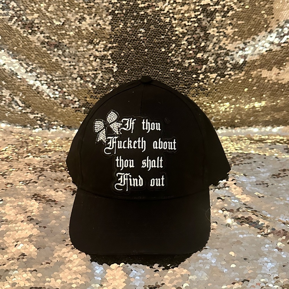 Black Cap with Funny Saying Patch